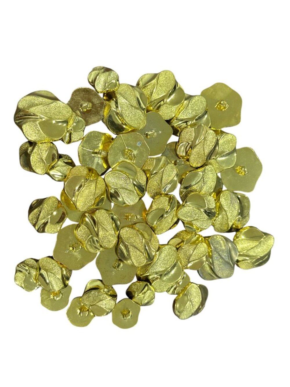 Gold Flower-Shaped Metal Buttons Set Of 40 For Sewing Or Craft Projects